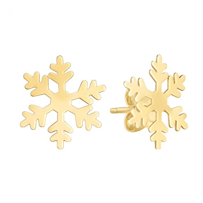 14K Gold Snowflake Stud Earrings