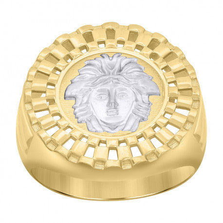 10kt Two Tone Gold Medusa Ring