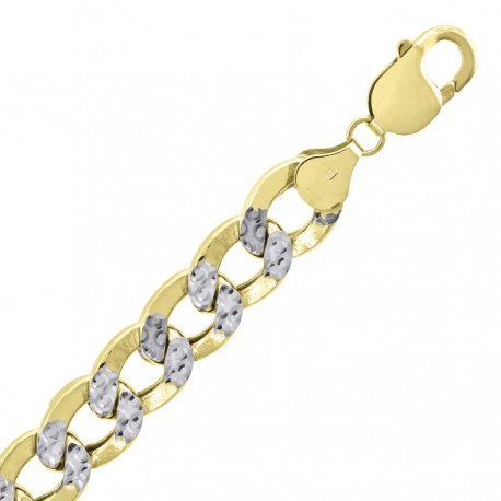 10k Two tone Gold Hollow Pave Cuban Chain 10.8mm 8 To 30 Inches