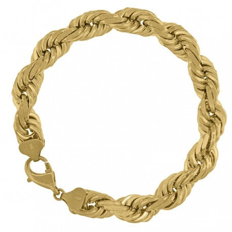 10k Solid Gold Rope Bracelet 10mm 9 inches