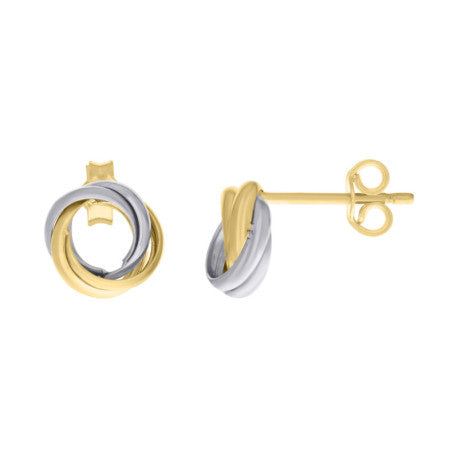 14kt Two-tone Gold Womens Love Knot Stud Earrings