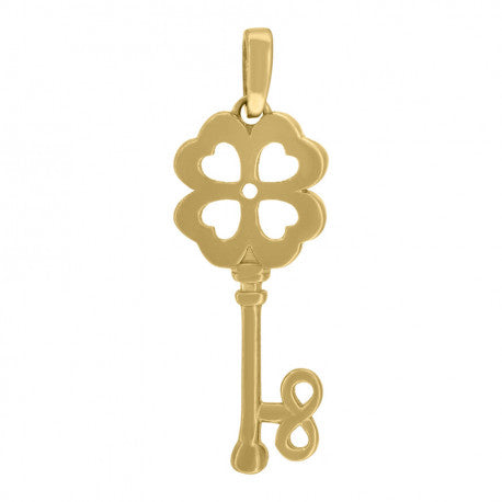 14kt Yellow Gold Polished Finish Flower Key Charm Pendant