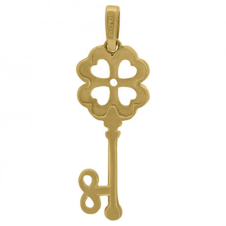 14kt Yellow Gold Polished Finish Flower Key Charm Pendant