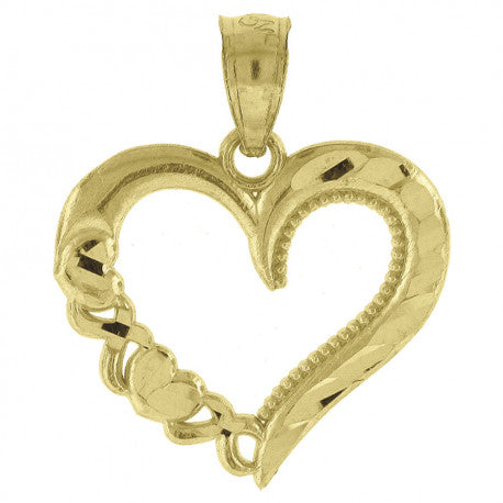 14kt Yellow Gold Womens Diamond-cut Heart Charm Pendant