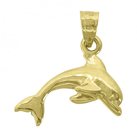 14kt Yellow Gold Dolphin Fish Pendant Charm