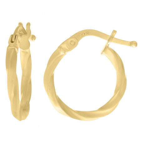 14kt Yellow Gold Womens Twisted Hoop Earrings