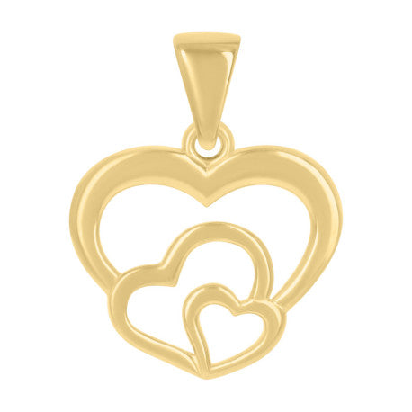 14Kt Yellow Gold Womens Triple Hearts Charm Pendan