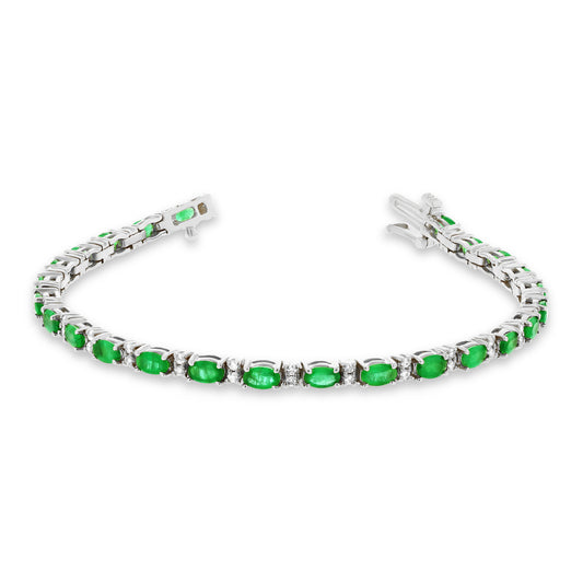 5.50ctw Diamond and Emerald Bracelet in 14k White Gold