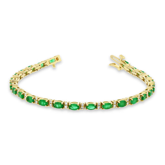 5.50ctw Diamond and Emerald Bracelet in 14k Yellow Gold