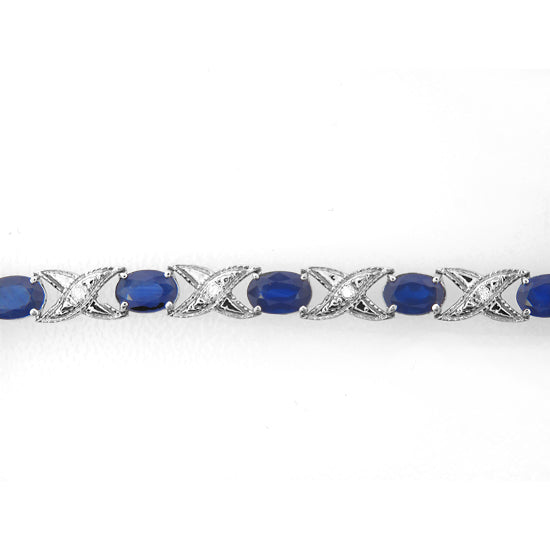 7.83cttw Oval 6x4 Sapphire and Diamond Bracelet set in 14k Gold