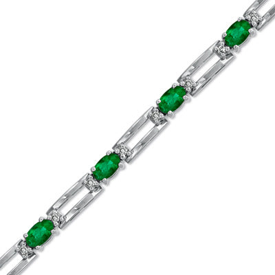 3.25cttw 5x3 Oval Emerald and Diamond Bracelet set in 14k White Gold