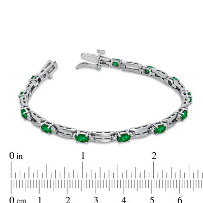 3.25cttw 5x3 Oval Emerald and Diamond Bracelet set in 14k White Gold