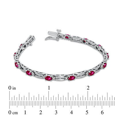 3.95cttw 5x3 Oval Ruby and Diamond Bracelet set in 14k Gold