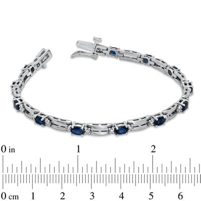 Oval 5x3 Sapphire and Diamond Bracelet set in 14k Gold