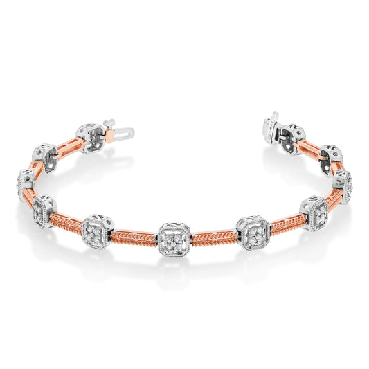 0.90ctw Diamond Bracelet in 14k Two Tone Gold