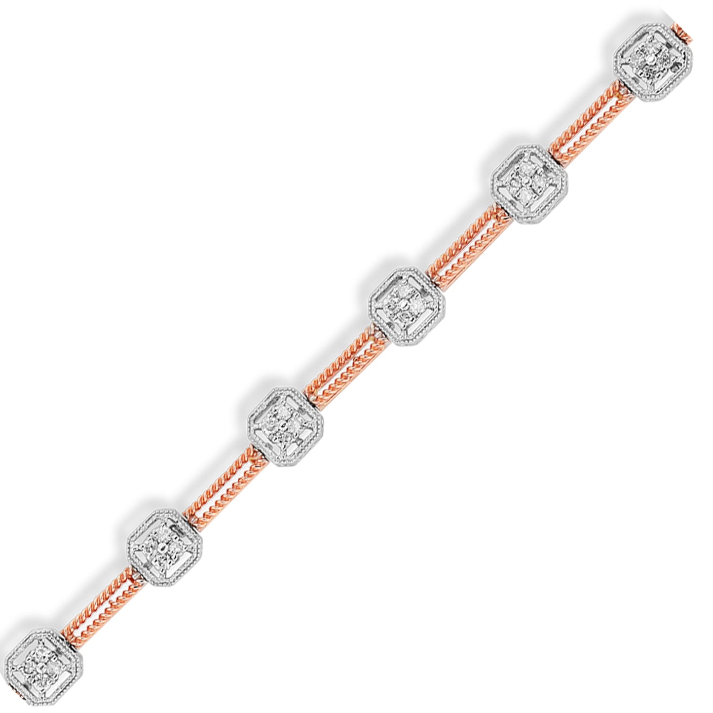 0.90ctw Diamond Bracelet in 14k Two Tone Gold