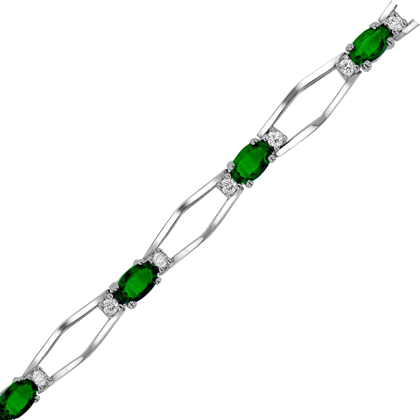 2.90ctw Diamond and Emerald Bracelet in 14k White Gold