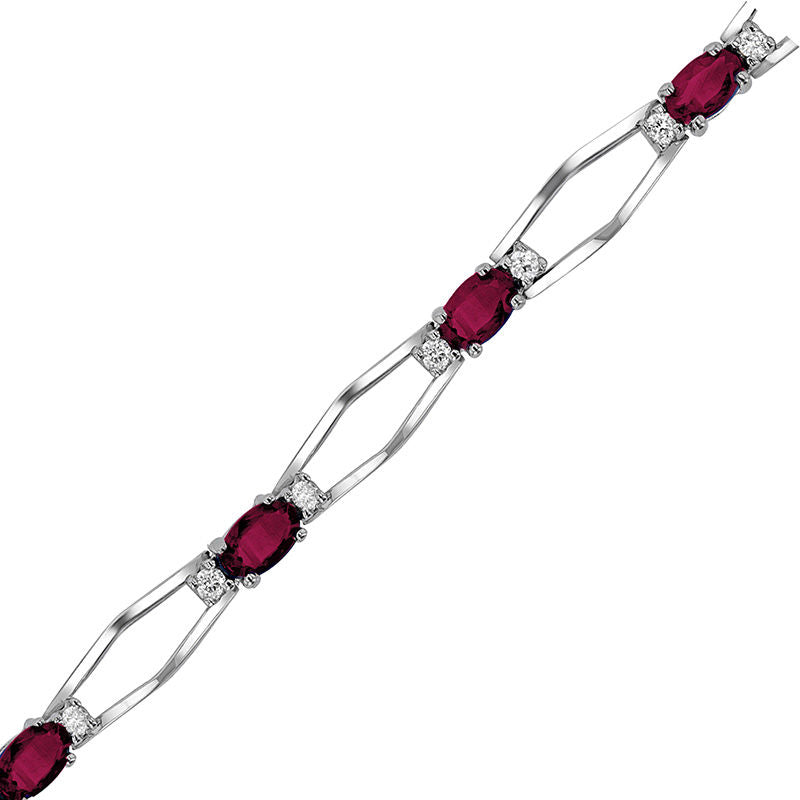 2.90ctw Diamond and Ruby Bracelet in 14k White Gold