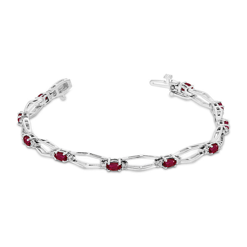 2.90ctw Diamond and Ruby Bracelet in 14k White Gold