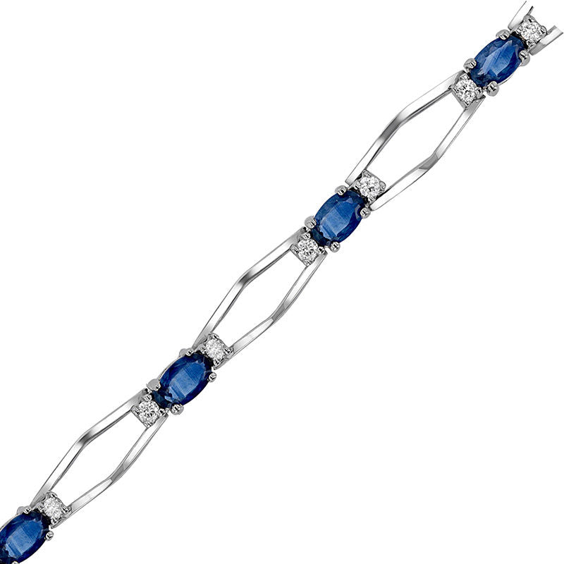 2.90ctw Diamond and Sapphire Bracelet in 14k White Gold