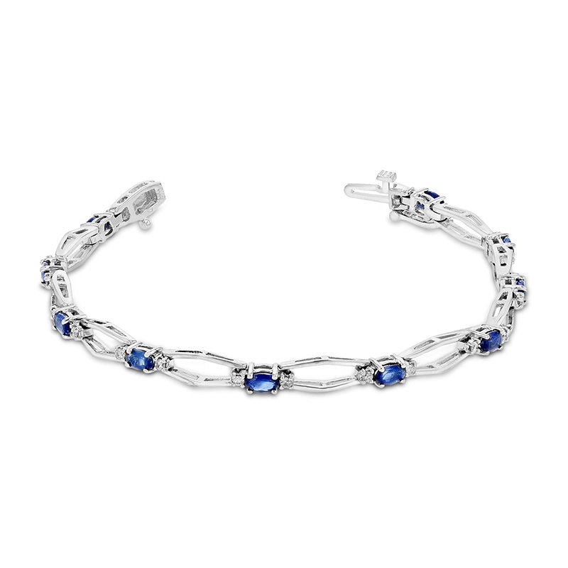 2.90ctw Diamond and Sapphire Bracelet in 14k White Gold