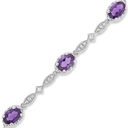 3.49ctw Diamond and Amethyst Bracelet in 14k White Gold