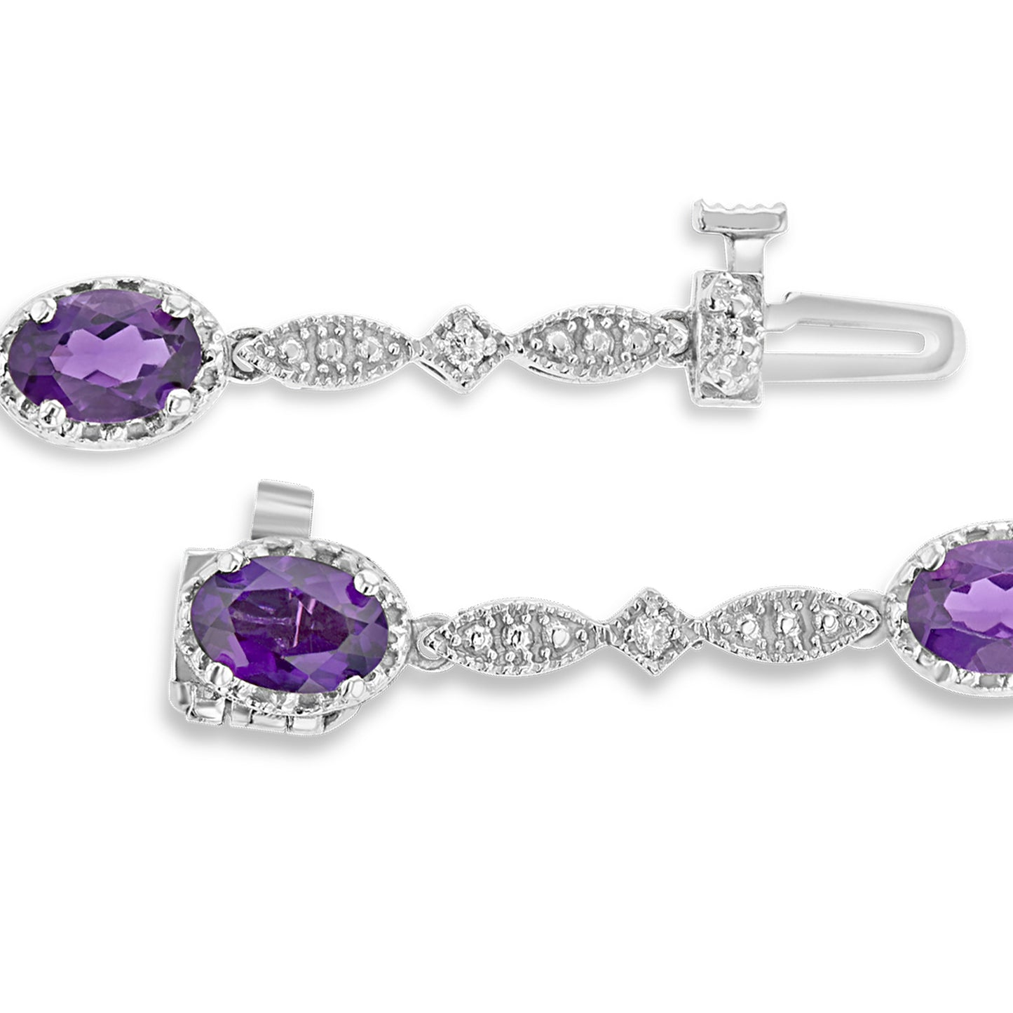 3.49ctw Diamond and Amethyst Bracelet in 14k White Gold