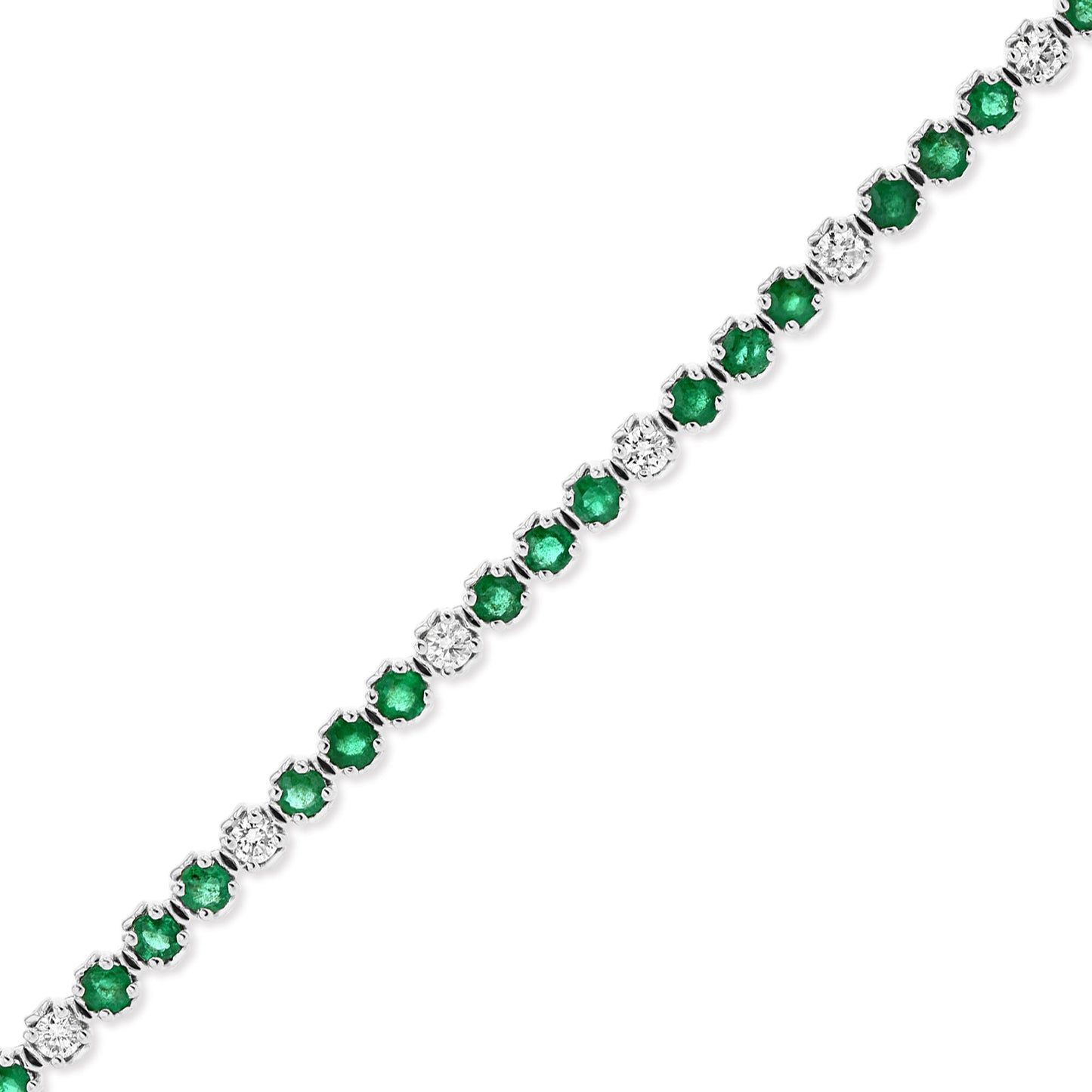 3.09ctw Diamond and Emerald Bracelet in 14k White Gold