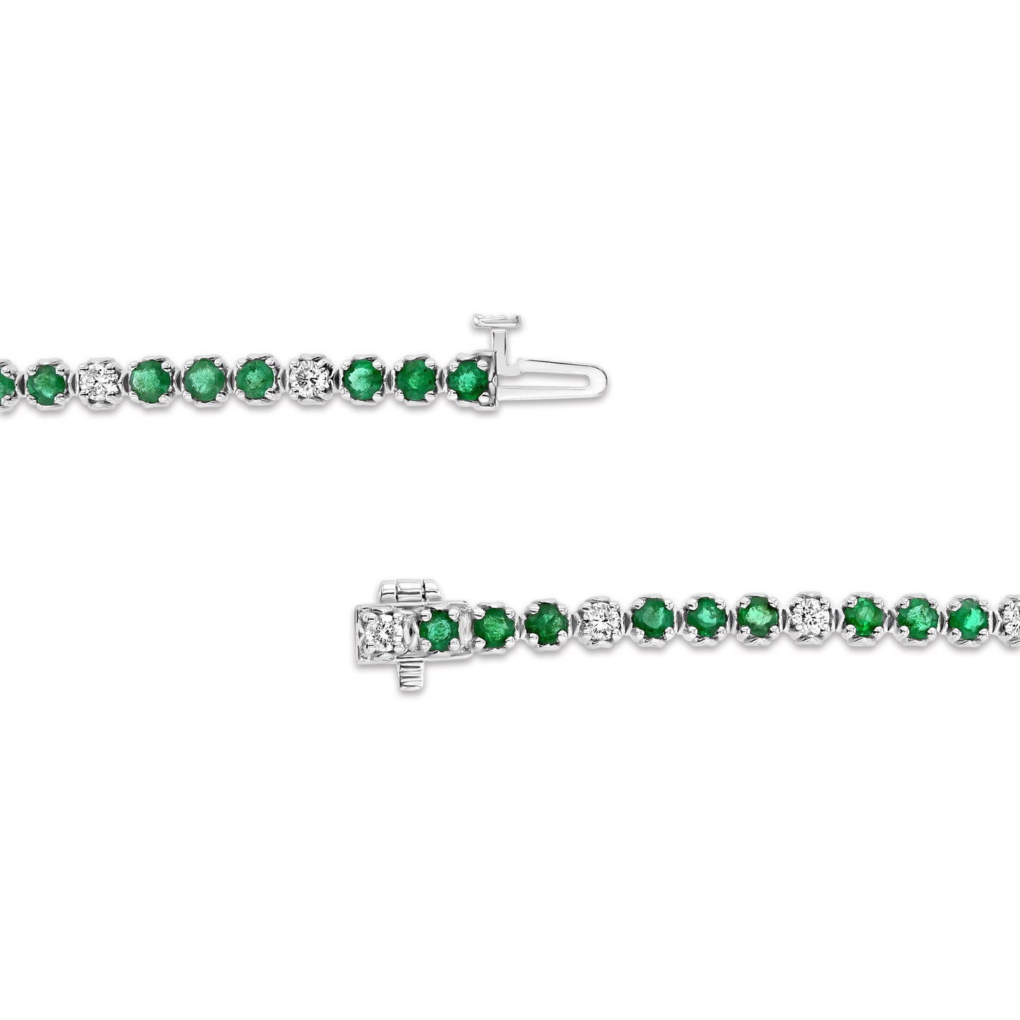 3.09ctw Diamond and Emerald Bracelet in 14k White Gold