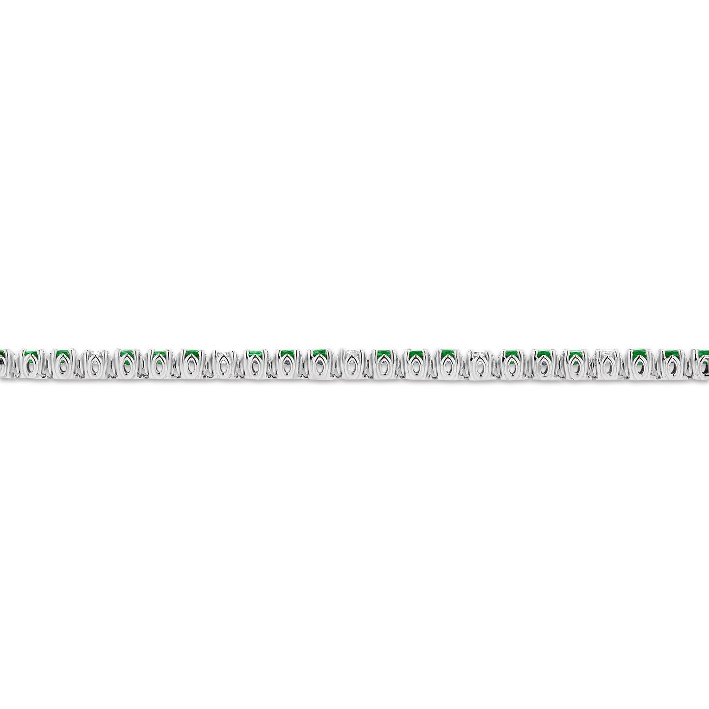 3.09ctw Diamond and Emerald Bracelet in 14k White Gold