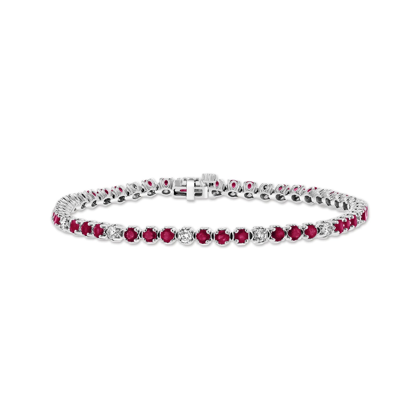 3.09ctw Diamond and Ruby Bracelet in 14k White Gold