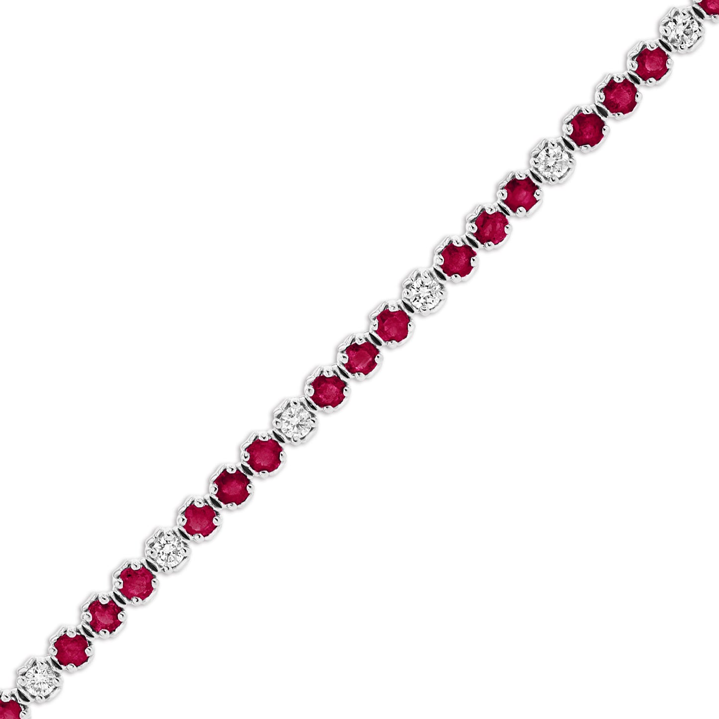 3.09ctw Diamond and Ruby Bracelet in 14k White Gold