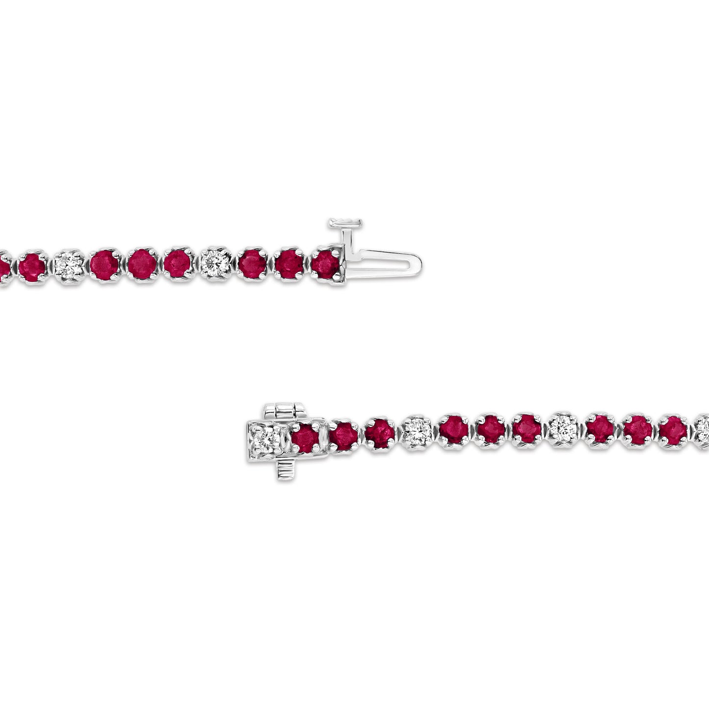 3.09ctw Diamond and Ruby Bracelet in 14k White Gold