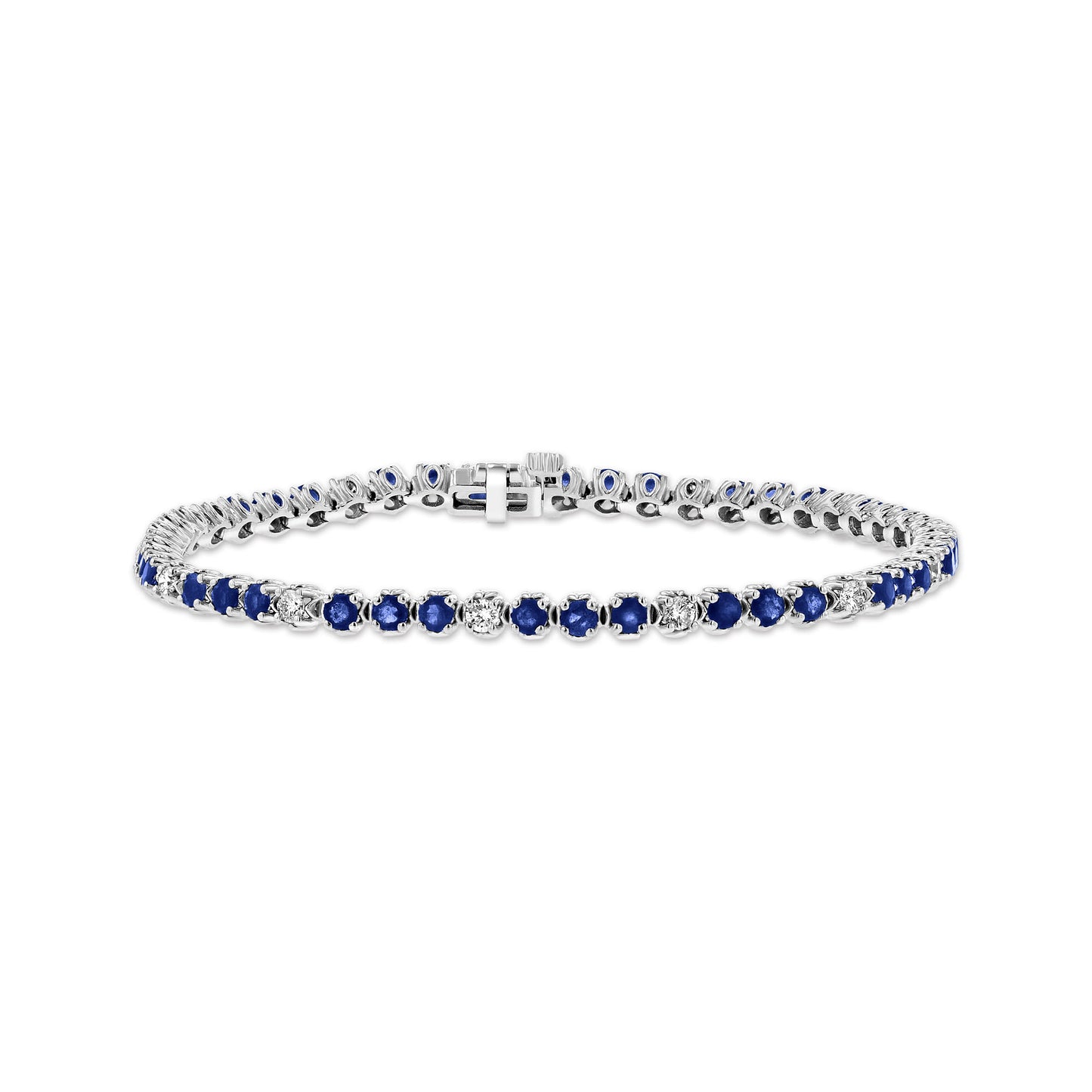 3.09ctw Diamond and Sapphire Bracelet in 14k White Gold