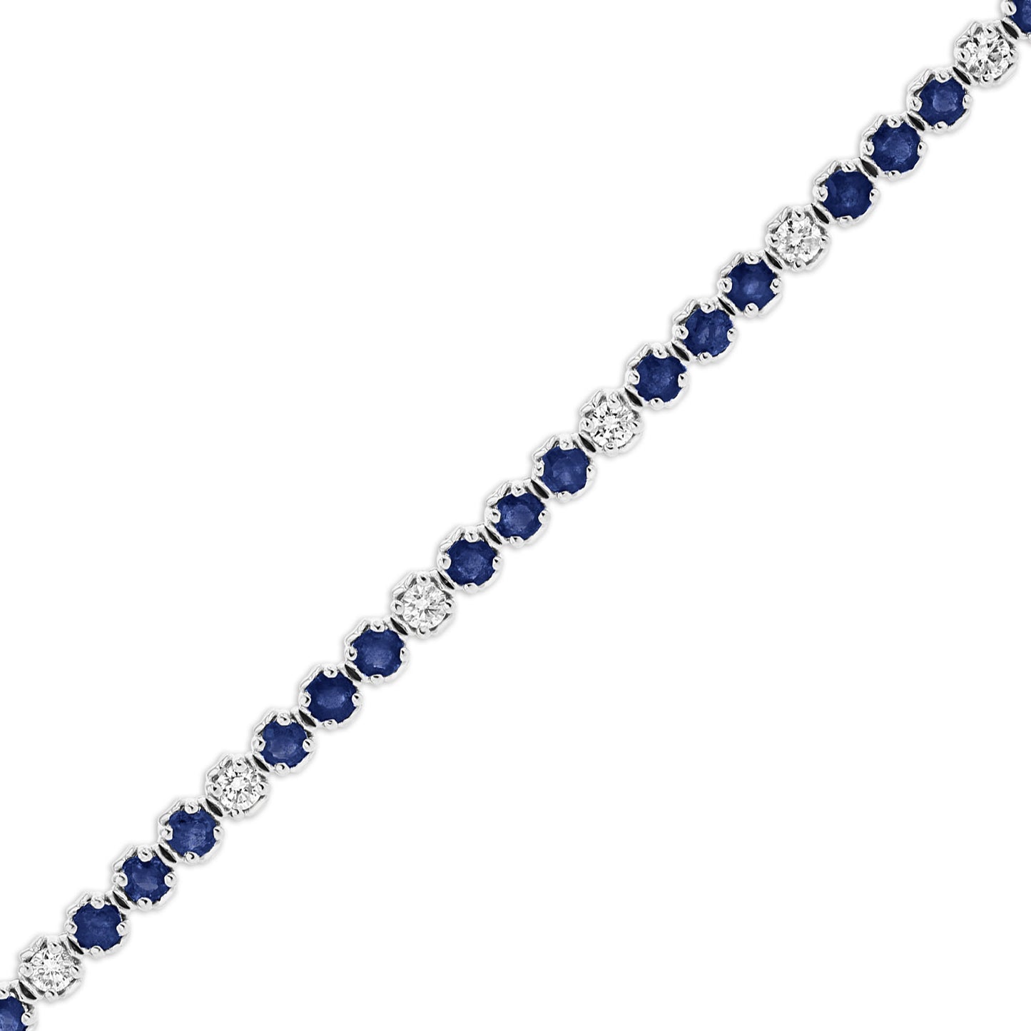 3.09ctw Diamond and Sapphire Bracelet in 14k White Gold