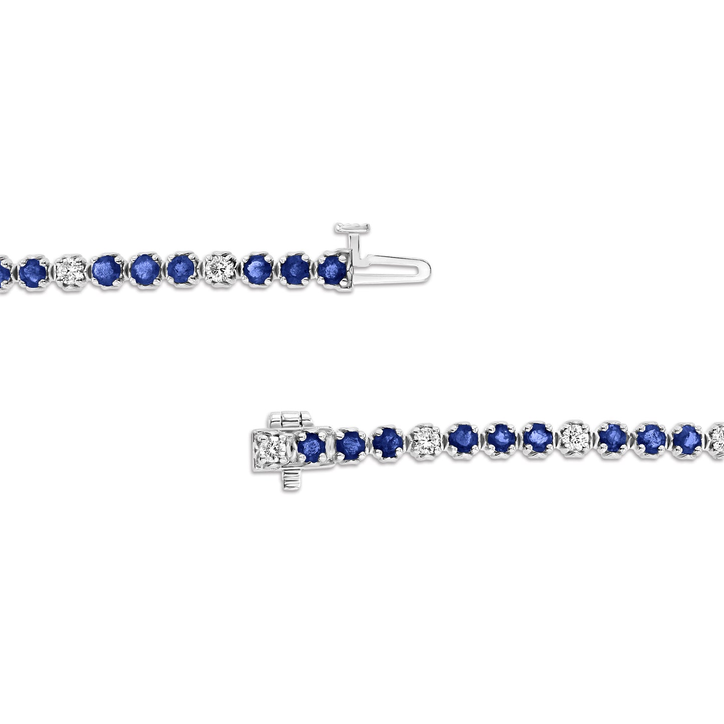 3.09ctw Diamond and Sapphire Bracelet in 14k White Gold