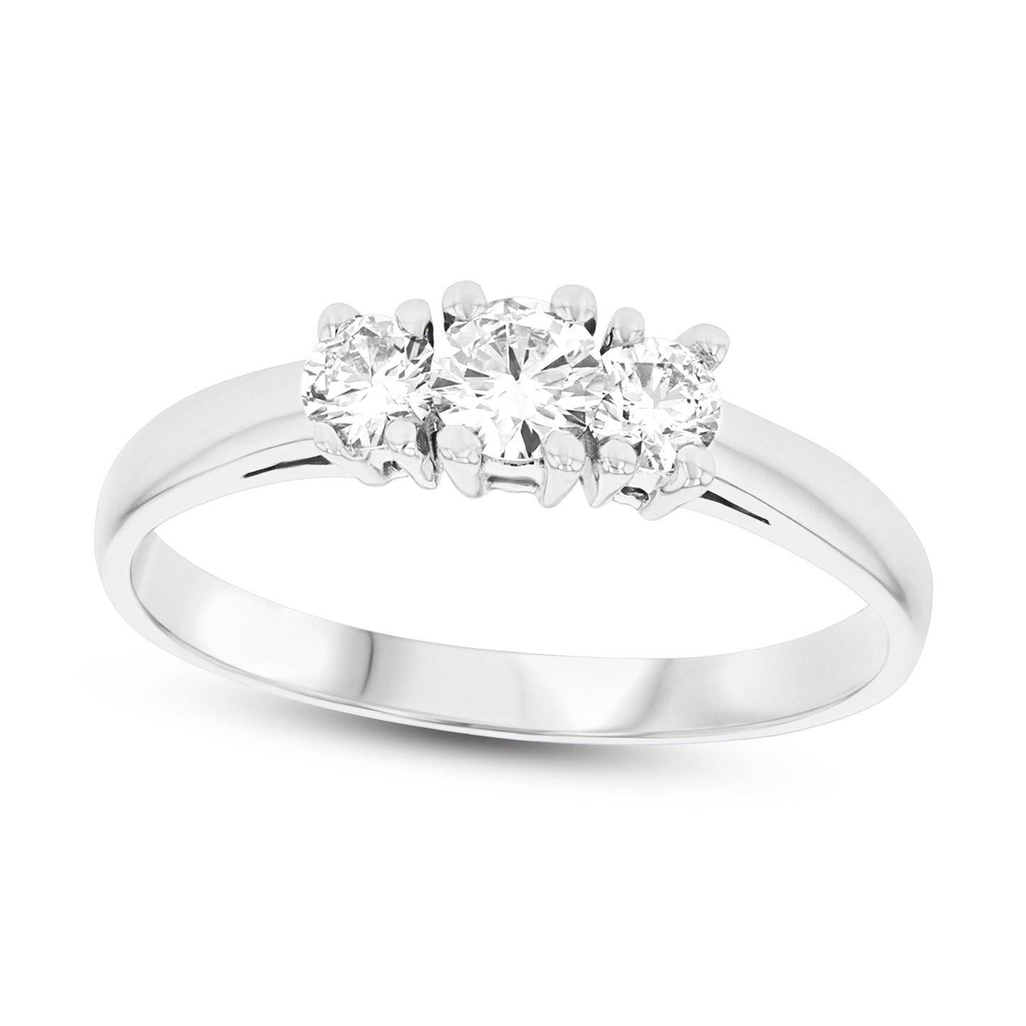 0.50cttw Round Diamond 14k White Gold Three Stone Past Present Future Anniversary Band or Engagement Ring