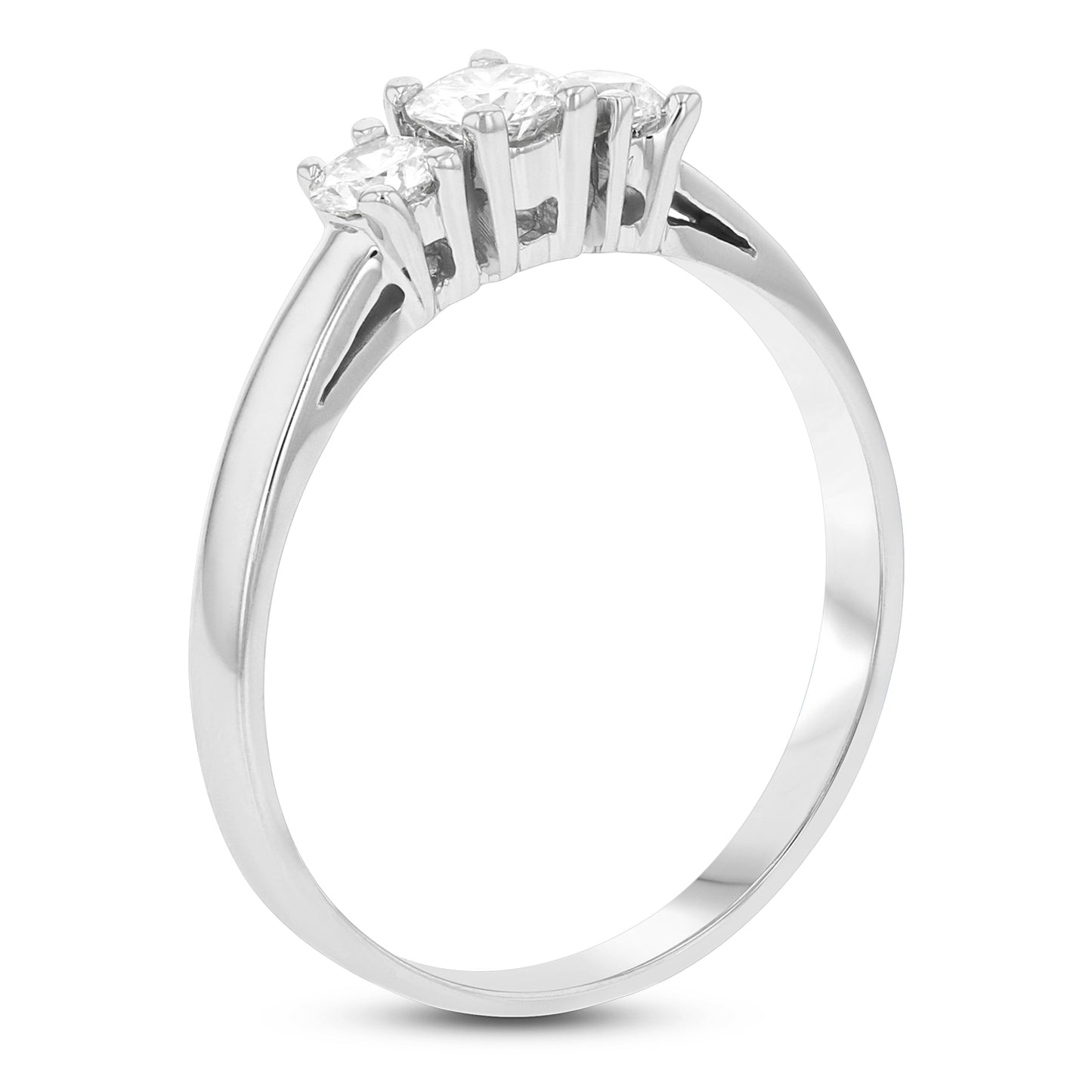 0.75cttw Round Diamond 14k White Gold Three Stone Past Present & Future Anniversary Band or Engagement Ring