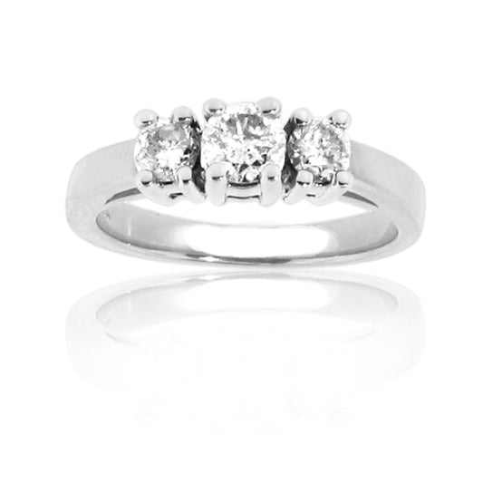 0.75cttw Round Diamond 14k White Gold Three Stone Past Present & Future Anniversary Band or Engagement Ring