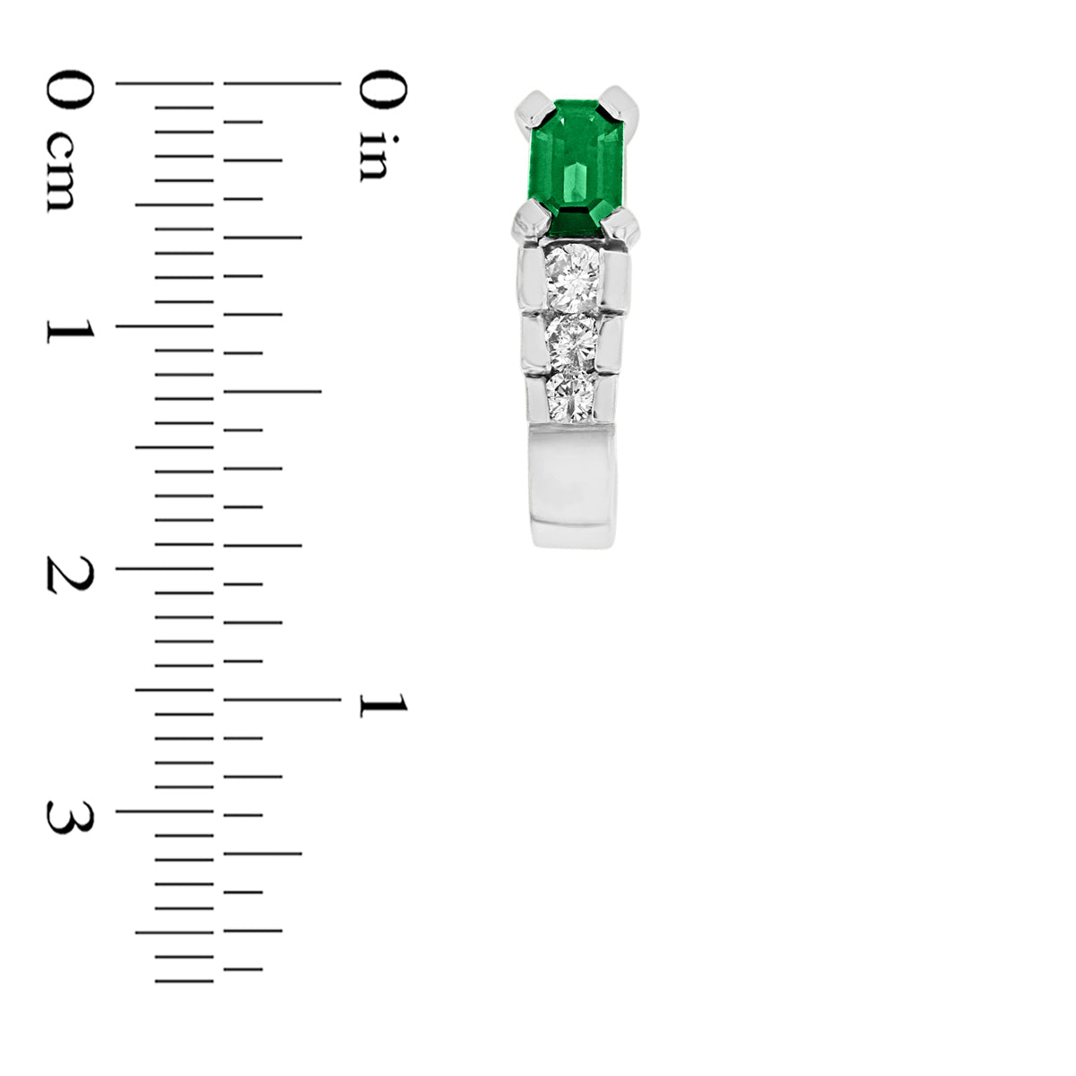 1.35ctw Diamond and Emerald J Hoop Earrings in 14k White Gold