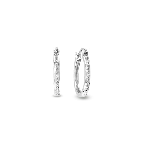 Silver Diamond Accent Small Hoop Earrings