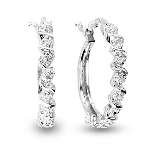 Silver Diamond Accent S Hoop Earrings