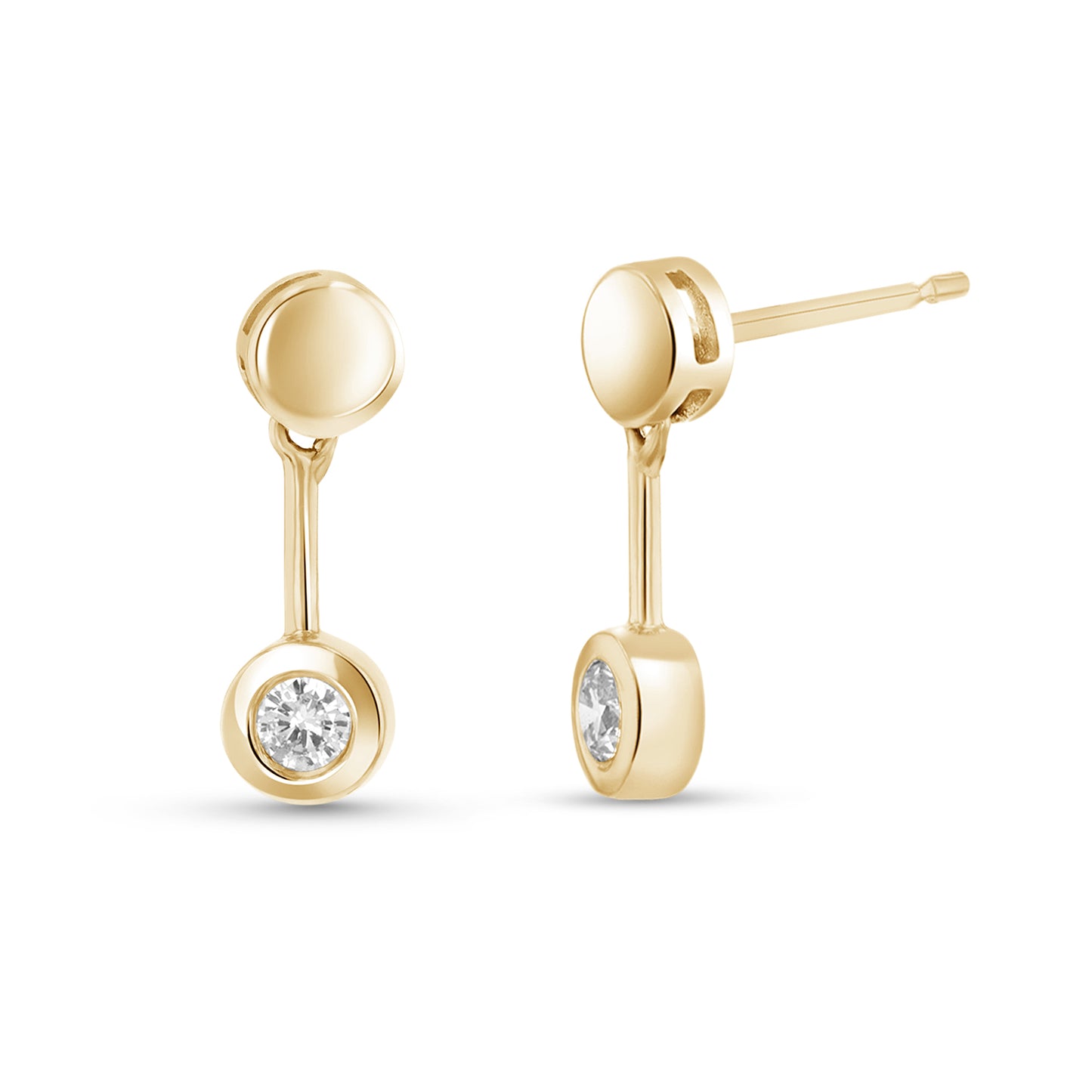 14k Gold Bezel Set Earrings with 0.15cttw of Diamonds