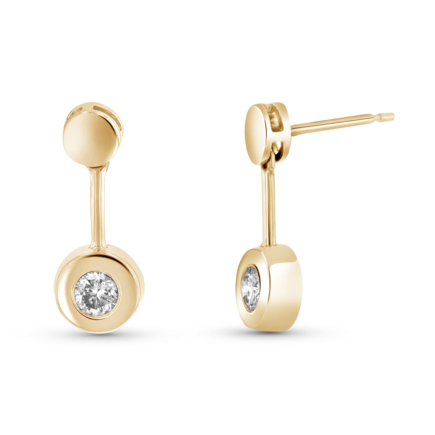 14k Gold Bezel Set Earrings with 0.30cttw of Diamonds