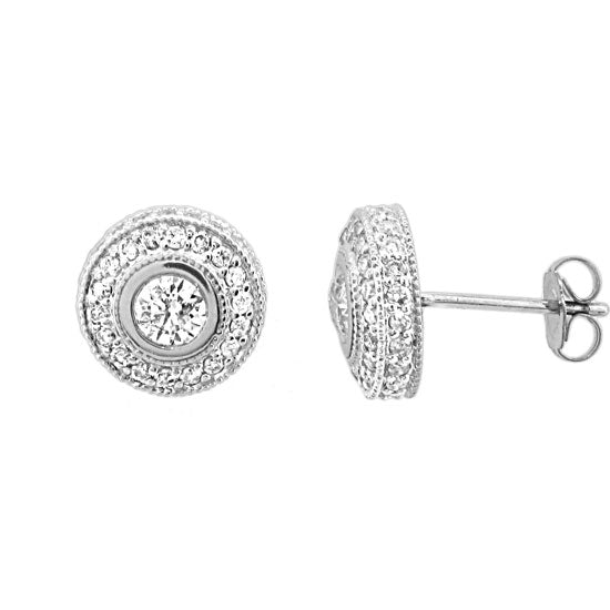 1.00cttw Diamond Earrings set in 14k White Gold