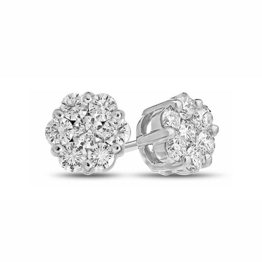 0.30cttw Diamonds Cluster Earring in 14k White Gold