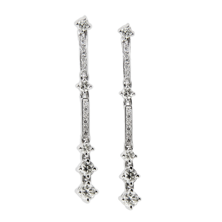 14k White Gold Dangling Earrings with 0.75cttw of Diamonds