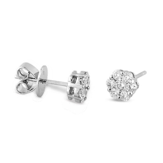 0.60ct tw Diamond Cluster Earring set in 18k White Gold