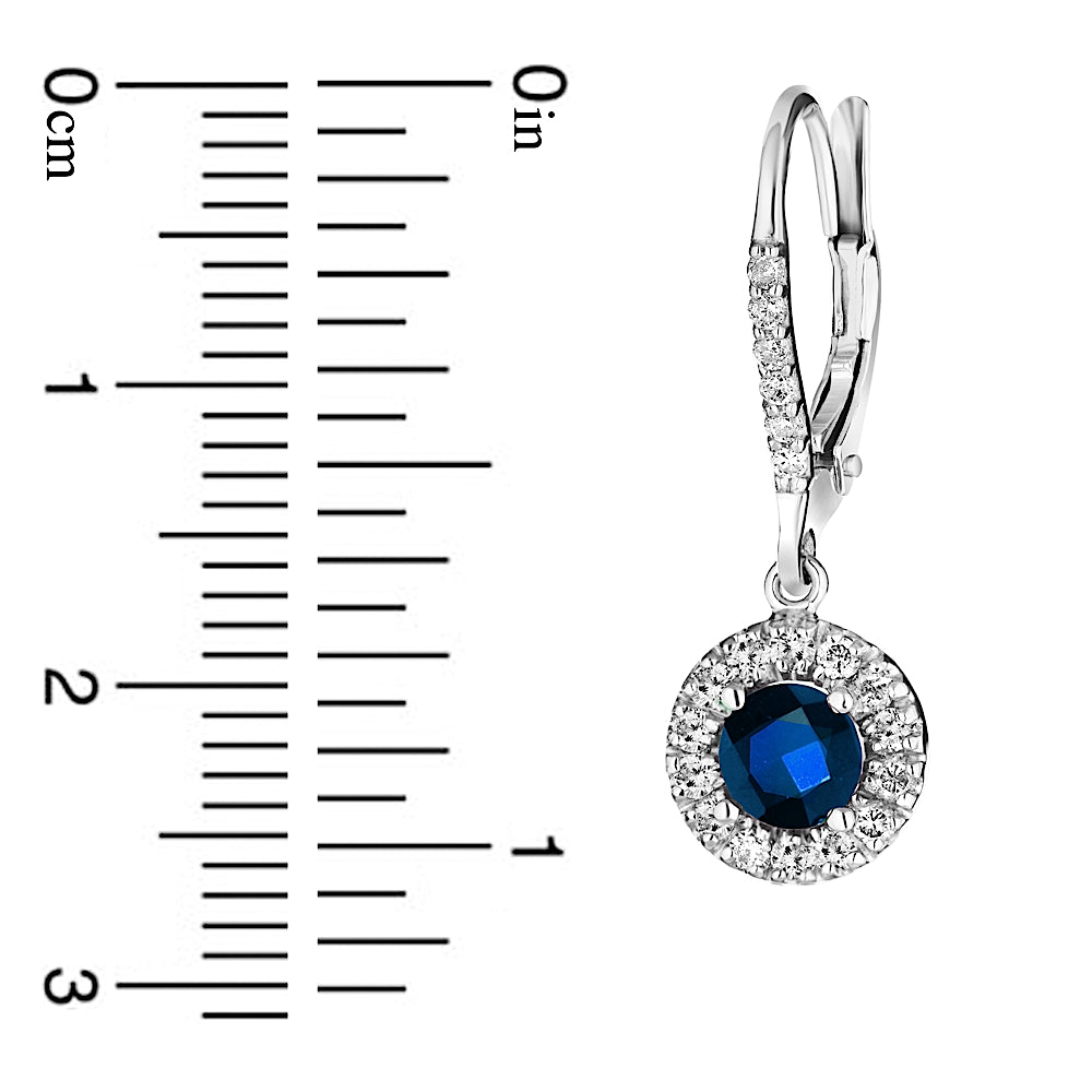 0.52ctw Diamond and Sapphire Earrings in 14k White Gold