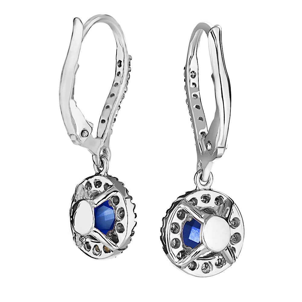 0.52ctw Diamond and Sapphire Earrings in 14k White Gold